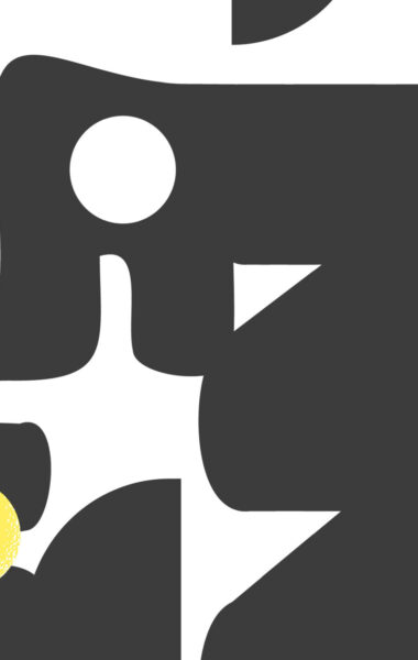 Grafika. Na białym tle kompozycja złożona z czarnych, grubych liter, zajmujących całą powierzchnię tła i układających się w napis: "jazz".